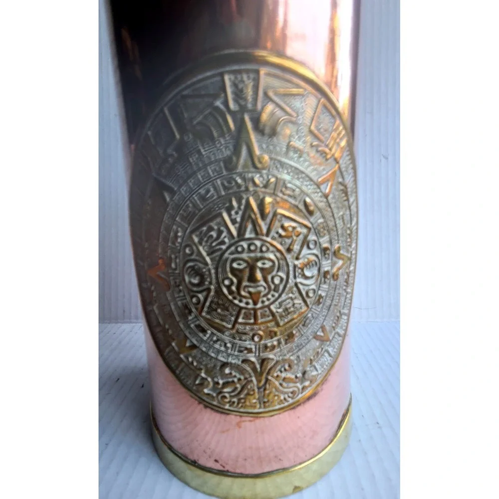 Vintage Orfe Mex Mexican Copper Brass Wine Water Pitcher & 6 Goblets RARE Unique